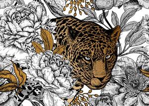 Fotografija Seamless floral pattern with Leopard and peonies., MarinaVorontsova