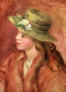 Reprodukcija Young Girl in a Straw Hat, c.1908, Pierre Auguste Renoir
