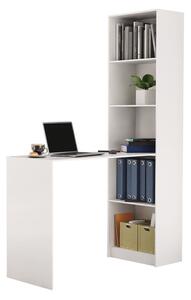 Kombinacija police za knjige i stola Drohmo R50, 50x181,5x125 cm, bijela