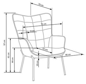 Fotelja Houston 868Plava, 97x71x79cm, Tkanina, GambeNoge: Metal