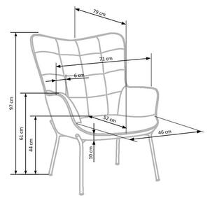 Fotelja Houston 851Ružičasta, 97x71x79cm, Tkanina, GambeNoge: Metal