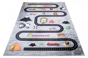 Dječji tepih s motivom ceste, automobila i životinja Širina: 80 cm | Duljina: 150 cm