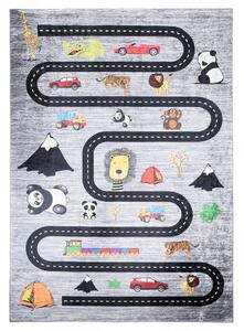 Dječji tepih s motivom ceste, automobila i životinja Širina: 120 cm | Duljina: 170 cm