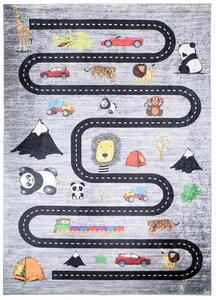 Dječji tepih s motivom ceste, automobila i životinja Širina: 140 cm | Duljina: 200 cm