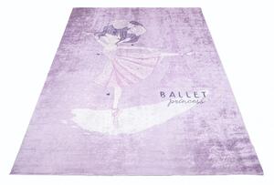 Ljubičasti dječji tepih s motivom balerine na Eiffelovom tornju Širina: 120 cm | Duljina: 170 cm