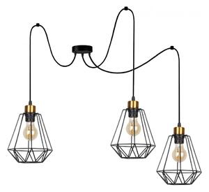 Luster na sajli PRIMO 3xE27/60W/230V pauk crna/zlatna