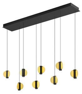 HELL LED viseća lampa Iris, crna/zlatna, duljina 180 cm, metal, 8 svjetiljki, prigušiva, Crno, Dnevni boravak/blagovaonica, Metal