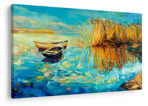 Slika - Jezero s čolni (90x60 cm)