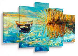 Slika - Jezero s čolni (150x105 cm)