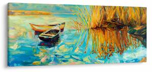 Slika - Jezero s čolni (120x50 cm)