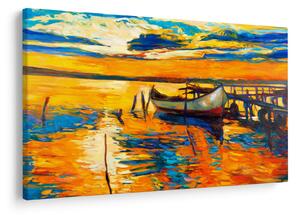 Slika - Čoln ob sončnem zahodu (90x60 cm)