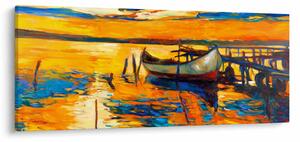 Slika - Čoln ob sončnem zahodu (120x50 cm)