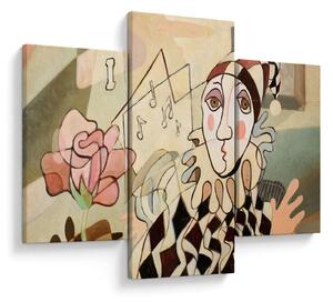 Slika - Kubizem - harlekin in vrtnica (90x60 cm)