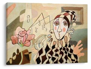 Slika - Kubizem - harlekin in vrtnica (70x50 cm)