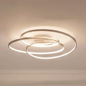 Lindby LED stropna svjetiljka Joline, Ø 60 cm, boja nikla, metal, prigušiva, Metalik, Dnevni boravak/blagovaonica, Metal