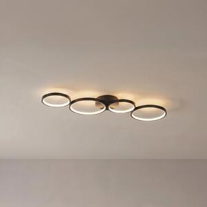Lindby LED stropna svjetiljka Evengeline, crna, aluminij, 88 cm, Crno, Dnevni boravak/blagovaonica, Metal