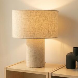 Lindby Stolna lampa Elfie, Ø 35 cm, bež, lan, E27, Bež, Dnevni boravak/blagovaonica, Tkanina / tekstil