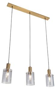 Viseća svjetiljka mesing s dimnim staklom 3 svjetla - Vidra