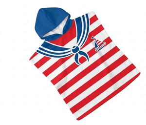 Dječje pončo SAILOR bijelo-crveno 60x120 cm