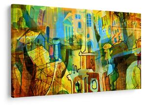 Slika - Arhitektura, kubistična abstrakcija (90x60 cm)