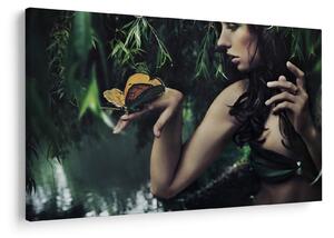 Slika graciozne ženske z metuljem (90x60 cm)