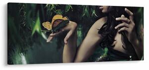 Slika graciozne ženske z metuljem (120x50 cm)