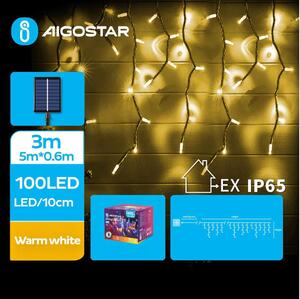 Aigostar - LED Solarne božićne lampice 100xLED/8 funkcija 8x0,6m IP65 topla bijela