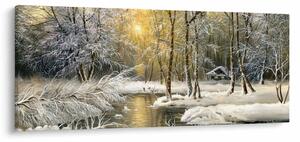 Slika - Koča v gozdu, oljna slika (120x50 cm)