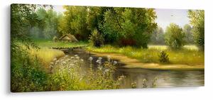 Slika - Reka ob gozdu, oljna slika (120x50 cm)