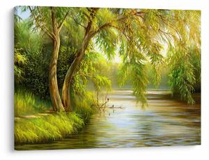 Slika - Vrba ob jezeru, oljna slika (70x50 cm)
