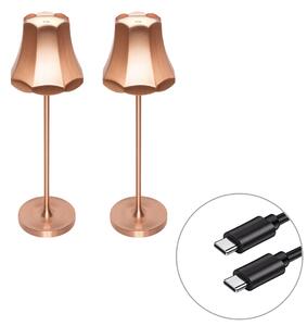 Set od 2 Retro stolne svjetiljke bakar punjive IP44 - Granny