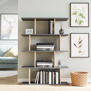Siva/prirodna polica za knjige u dekoru hrasta 90x127 cm Harmon - Kalune Design