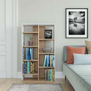 Bijela/prirodna polica za knjige u dekoru hrasta 72x124 cm Keota - Kalune Design