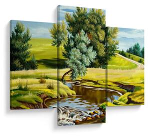 Slika - Reka med travniki, oljna slika (90x60 cm)