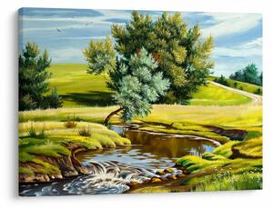 Slika - Reka med travniki, oljna slika (70x50 cm)