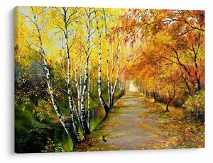 Slika - Romantična uličica ob vodi, oljna slika (70x50 cm)