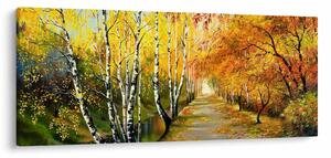 Slika - Romantična uličica ob vodi, oljna slika (120x50 cm)