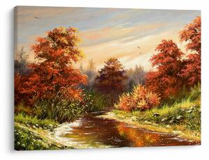 Podoba reke v jesenski pokrajini, oljna slika (70x50 cm)