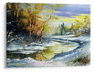 Slika zimske reke, oljna slika (70x50 cm)