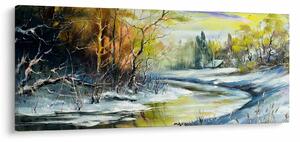 Slika zimske reke, oljna slika (120x50 cm)