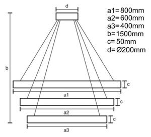 LED Prigušivi luster na sajli LED/235W/230V 3000-6500K + daljinski upravljač