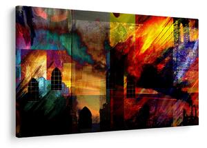 Slika - Barvita abstrakcija mesta (90x60 cm)