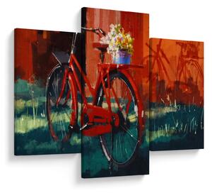 Poslikava rdečega kolesa, slika z akrilom (90x60 cm)