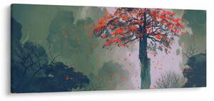 Slika osamljenega rdečega drevesa (120x50 cm)