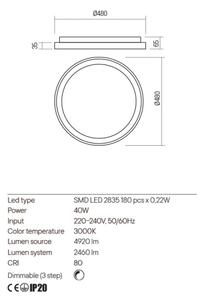 Redo 01-2668 - LED Prigušiva stropna svjetiljka LED/40W/230V pr. 48 cm crna