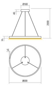 Redo 01-2867 - LED Prigušivi luster na sajli FEBE LED/37W/230V crna