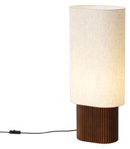 Japandi podna svjetiljka orahovo drvo s platnenim sjenilom 70 cm - Lamel