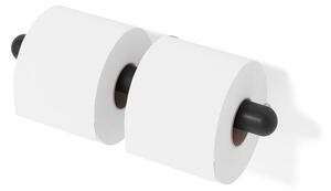 Crni zidni držač za toalet papir od hrastovog drveta Wireworks Yoku
