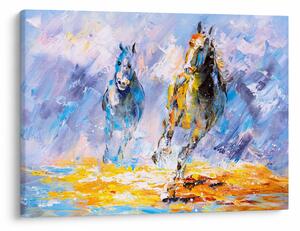 Slika bežečih konjev, oljna slika (70x50 cm)
