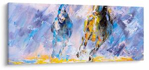 Slika bežečih konjev, oljna slika (120x50 cm)